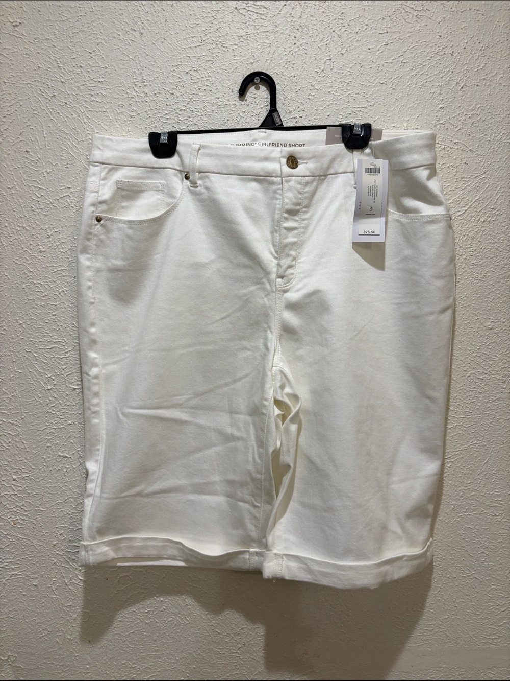 Chico's White Cuffed Girlfriend Bermuda Shorts
